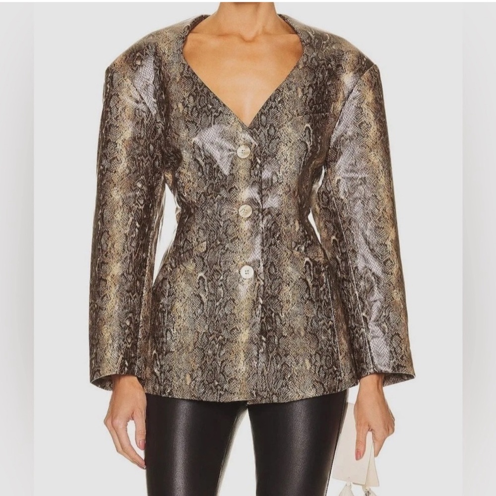 Ganni Metallic Snake Print Jacket